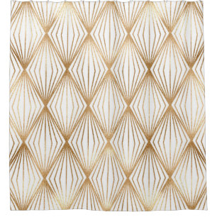 Goldene Rhombus-Fliesen, geometrisches Muster. Duschvorhang