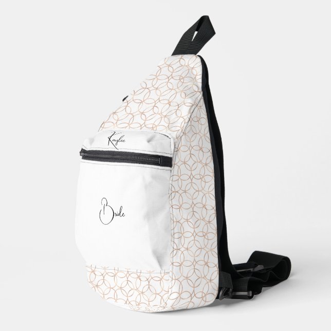 Goldene Ringe auf weißer Hochzeit Crossbody Bag (Rechte Ecke)