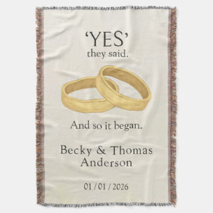 Goldene Ringe, Hochzeitsdatum Andenken Decke