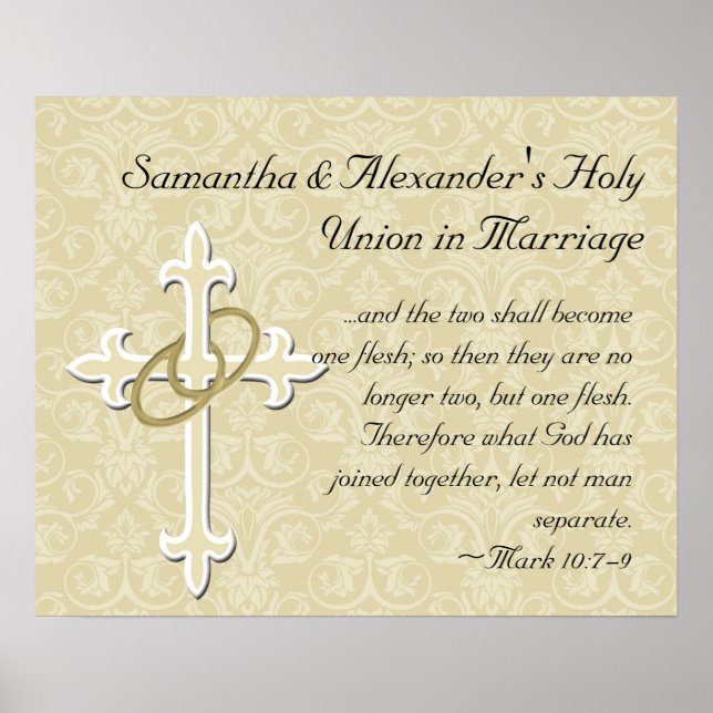Goldene Ringe mit Kreuz, elegante Christliche Lieb Poster (Vorne)