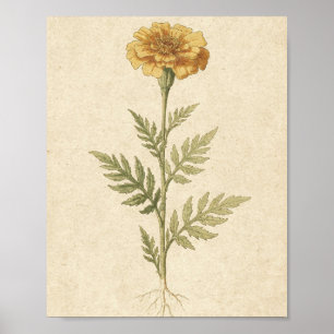 Goldene Ringelblume Botanische Blumenkunst Poster