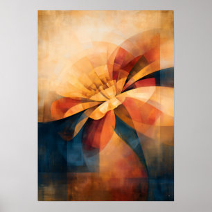 Goldene Ringelblumen-Cubistische Blumenabstraktion Poster