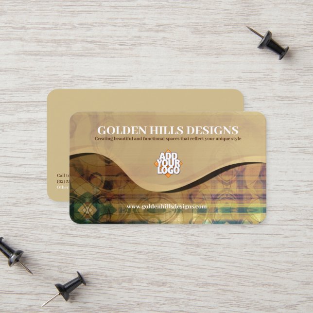 Goldene Rolling Hills mit Logo (Packung mit 25) Telefonnummerkarte (Vorderseite/Rückseite Beispiel)