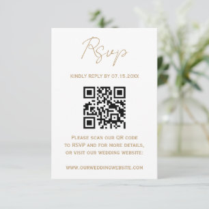 Goldene romantische Kalligrafie Hochzeits-QR-Code- RSVP Karte