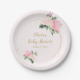 Goldene Rosa Bläserbaby-Dusche Pappteller
