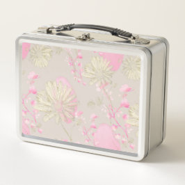 Goldene rosa Blumen Metall-Lunchbox Metall Brotdose