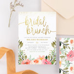 Goldene Rosa Blütendusche<br><div class="desc">Diese Brautbrunch-Einladung bietet eine Anordnung von Aquarellfarben-Blume in Rosa und Weiß in rustikalen Gärten. "Bridal brunch" ist in der modernen Skriptkalligraphie geschrieben, mit Wirbel an beiden Enden, die den Rand des Einladens erreichen. Ihre Duschdetails erscheinen unten in einfacher Typografie. Im Rahmen der Budgetauswahl hier auf Zazzle kommen diese Einladungen nicht...</div>