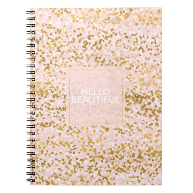 Goldene Rosa Confetti Notizblock (Vorderseite)