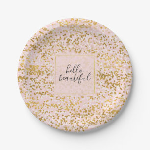 Goldene Rosa Confetti Pappteller