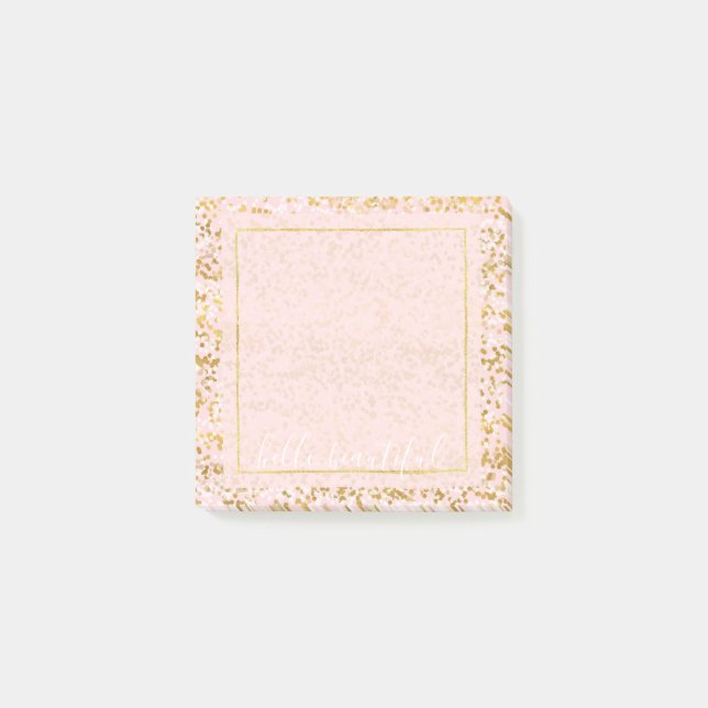 Goldene Rosa Confetti Post-it Klebezettel (Vorderseite)