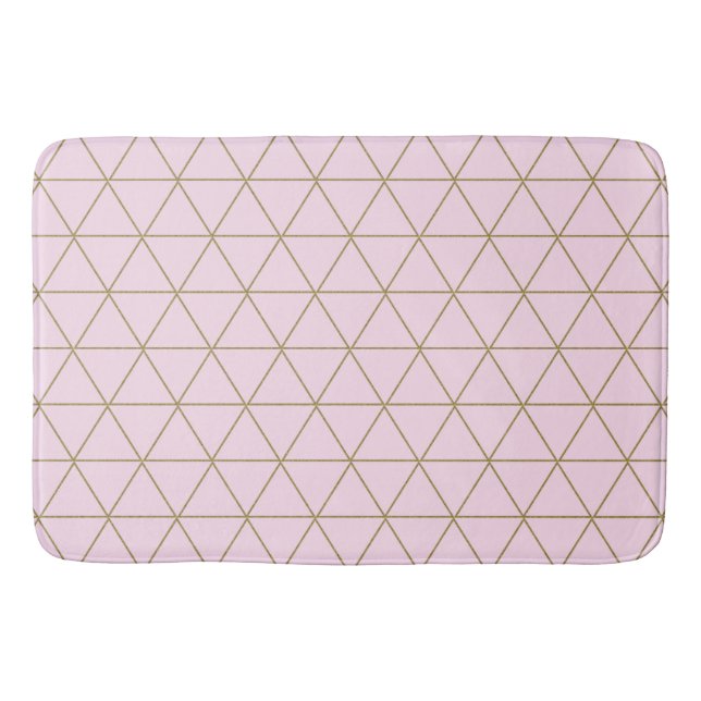 Goldene rosa geometrische Dreiecke Boho Glam Minim Badematte (Vorderseite)
