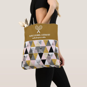 Goldene rosa geometrische Print-Rackets für Tenni Tasche