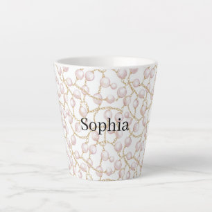 Goldene rosa glamouröse Perlen Milchtasse