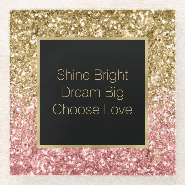 Goldene Rosa Glitzy Glitzer Sparkle Glasuntersetzer (Vorderseite)