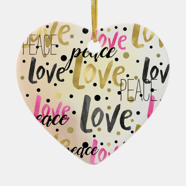 Goldene Rosa Liebe Confetti Frieden Keramik Ornament (Vorne)