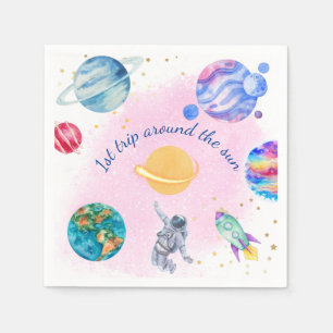 Goldene Rosa-Raketenschiff Planet Serviette