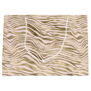 Goldene Rosa Zebra Print Große Geschenktüte