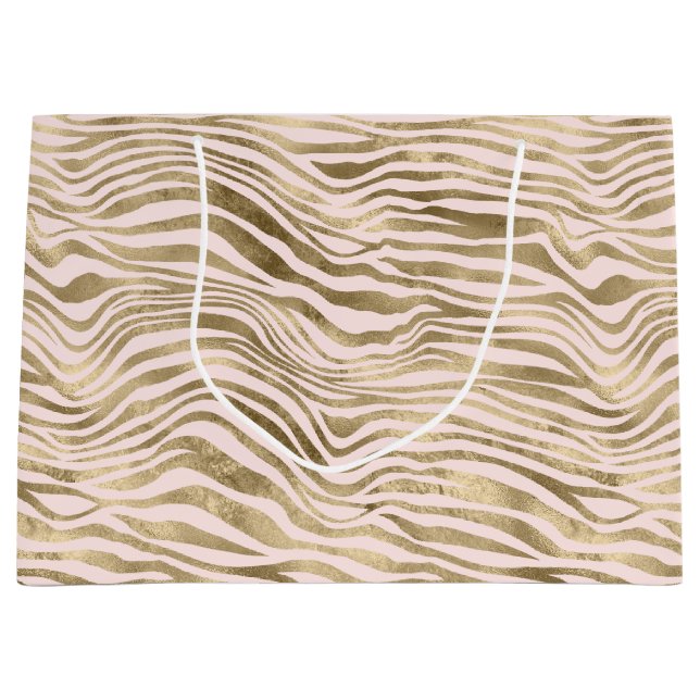 Goldene Rosa Zebra Print      Große Geschenktüte (Vorderseite)