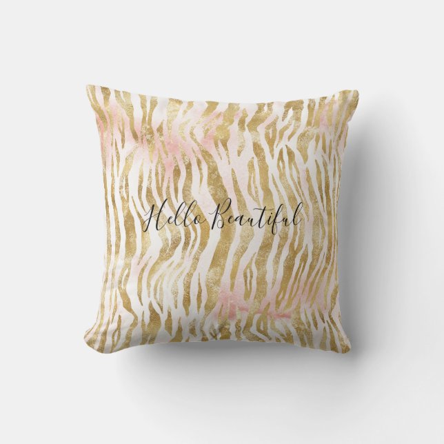 Goldene Rosa Zebra Print          Kissen (Vorderseite)