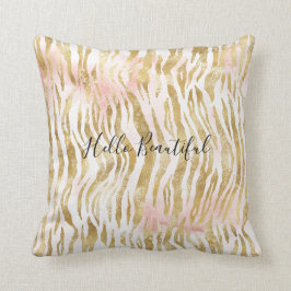 Goldene Rosa Zebra Print Kissen