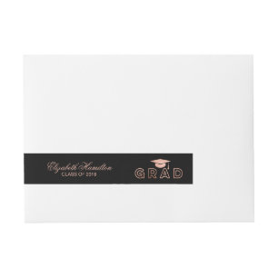Goldene Rose Absolventenmütze Elegant Graduierte Rundum-Adressaufkleber