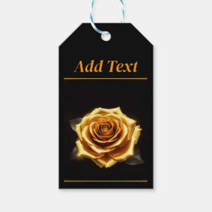 Goldene Rose an leuchtenden Grenzen Geschenkanhänger
