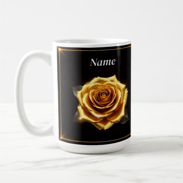 Goldene Rose an leuchtenden Grenzen Kaffeetasse (Links)