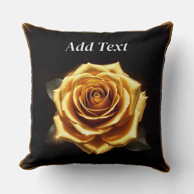 Goldene Rose an leuchtenden Grenzen Kissen (Vorderseite)