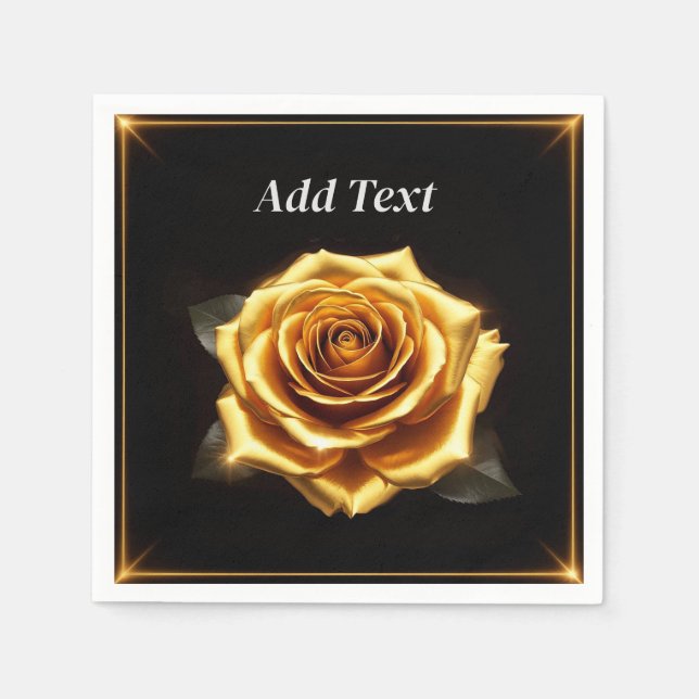 Goldene Rose an leuchtenden Grenzen Serviette (Vorderseite)