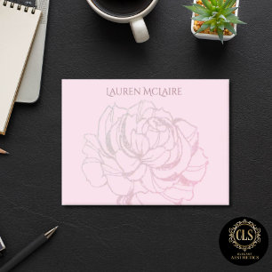 Goldene Rose auf Rosa Elegante Namensnotizen Post-it Klebezettel