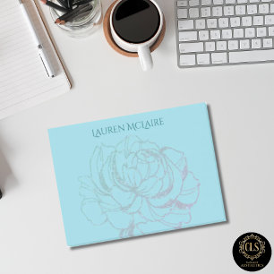 Goldene Rose auf Türkis Minimalistischer Name Post-it Klebezettel