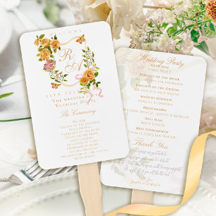 Goldene Rose Band Monogramm Hochzeit Fächer