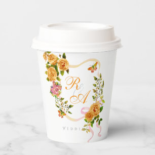 Goldene Rose Band Monogramm Pappbecher