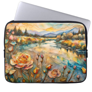 Goldene Rose Bergsee-Zauber Laptopschutzhülle