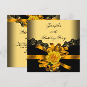 Goldene Rose Black Lace Geburtstagsparty Einladung