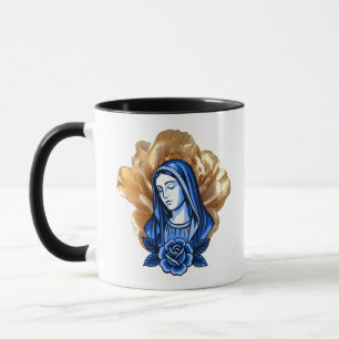 Goldene Rose Blaue Mutter Maria Katholisches Chris Tasse