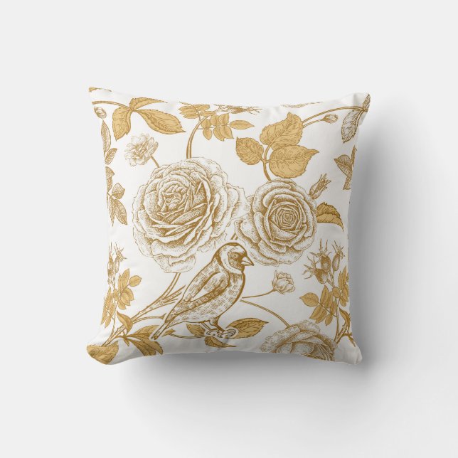 Goldene Rose, Blume, Blätter und Beeren von Hunden Kissen (Vorderseite)