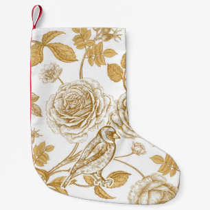 Goldene Rose, Blume, Blätter und Beeren von Hunden Kleiner Weihnachtsstrumpf