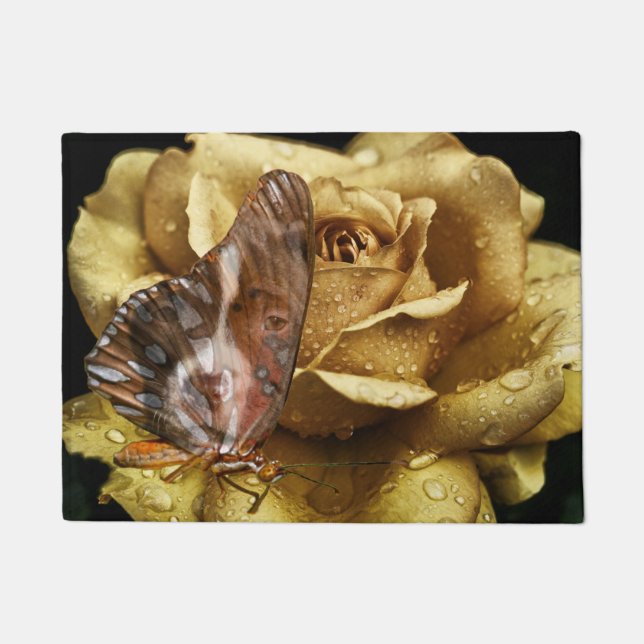 Goldene Rose Dog Wings Butterfly Fußmatte (Vorderseite)
