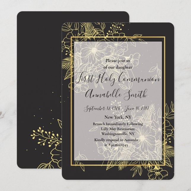 Goldene Rose Einladung (Vorne/Hinten)