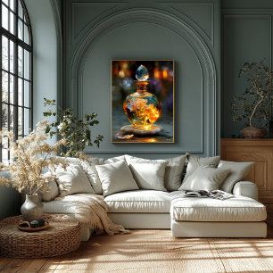 Goldene Rose Essence - Leuchtendes Fantasieparfüm Leinwanddruck