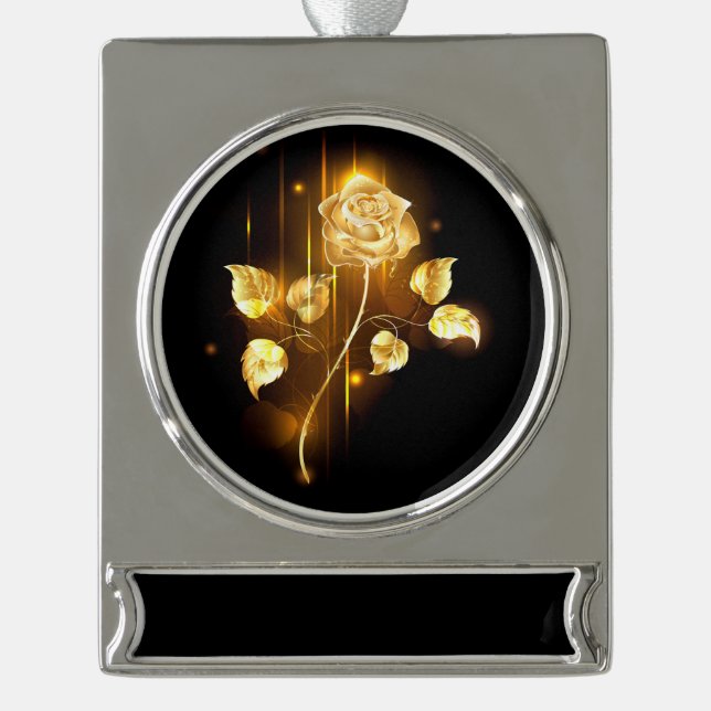 Goldene Rose (goldene Rose) Banner-Ornament Silber (Vorderseite)