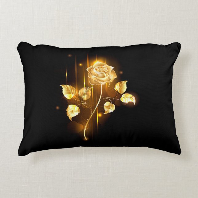 Goldene Rose (goldene Rose) Dekokissen (Vorderseite)