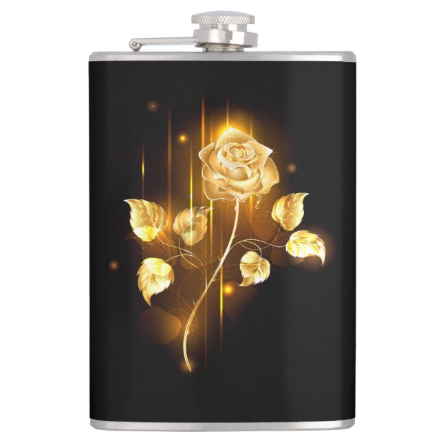 Goldene Rose (goldene Rose) Flachmann (Vorderseite)