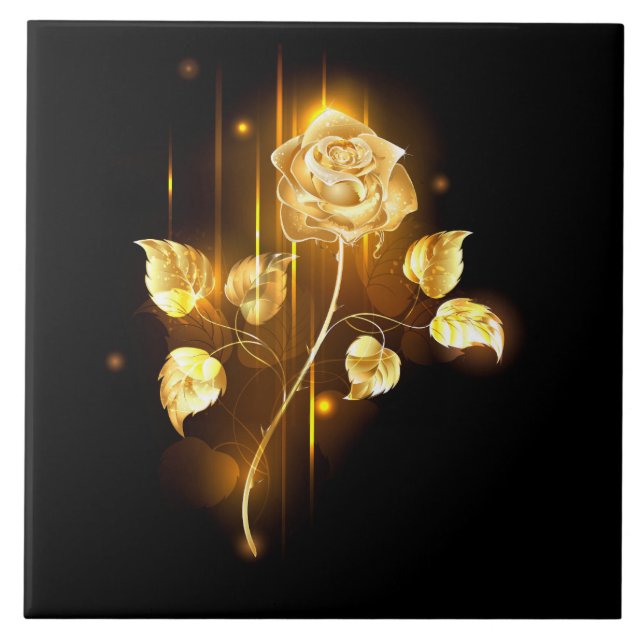 Goldene Rose (goldene Rose) Fliese (Vorderseite)