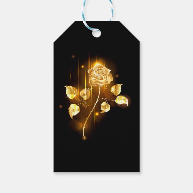 Goldene Rose (goldene Rose) Geschenkanhänger (Vorderseite)