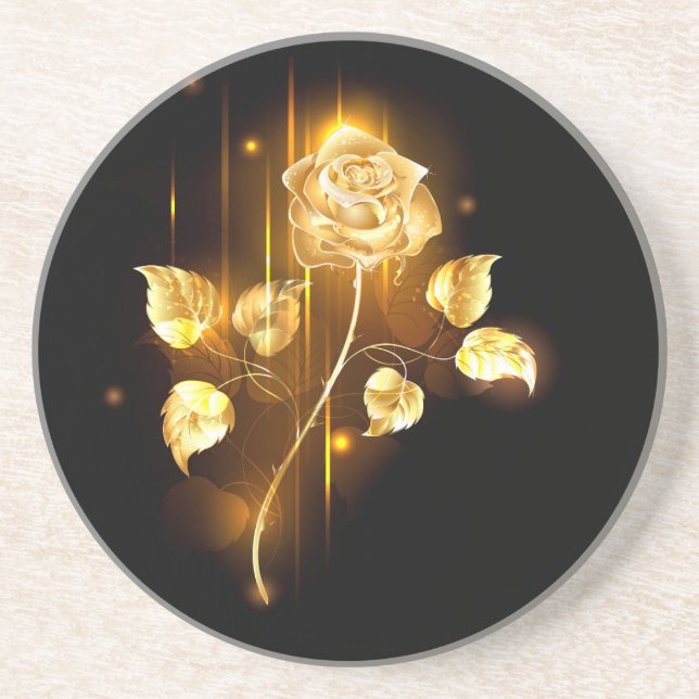 Goldene Rose (goldene Rose) Getränkeuntersetzer (Vorne)