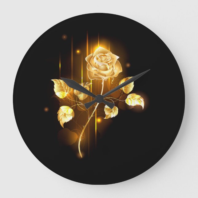 Goldene Rose (goldene Rose) Große Wanduhr (Vorderseite)