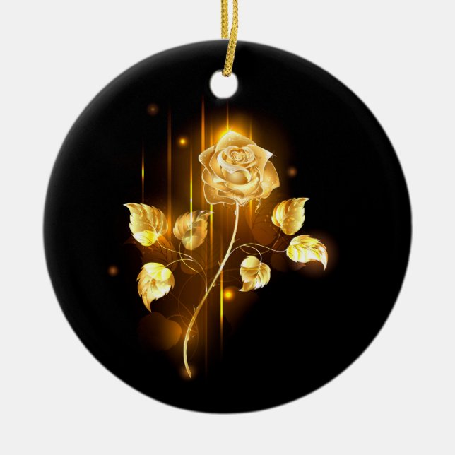 Goldene Rose (goldene Rose) Keramik Ornament (Vorne)