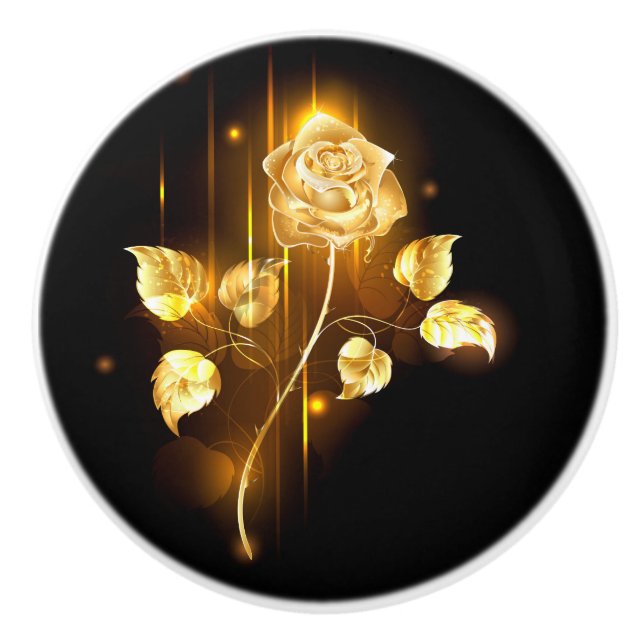 Goldene Rose (goldene Rose) Keramikknauf (Vorderseite)